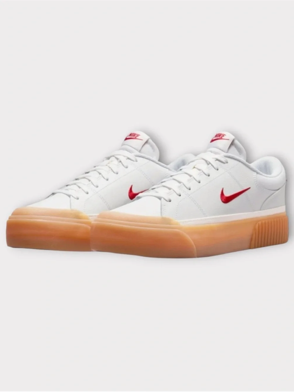 NIKE Court Legacy Lift Sneakers White/Red Gum Sole - Size 8.5 - NEW IN BOX